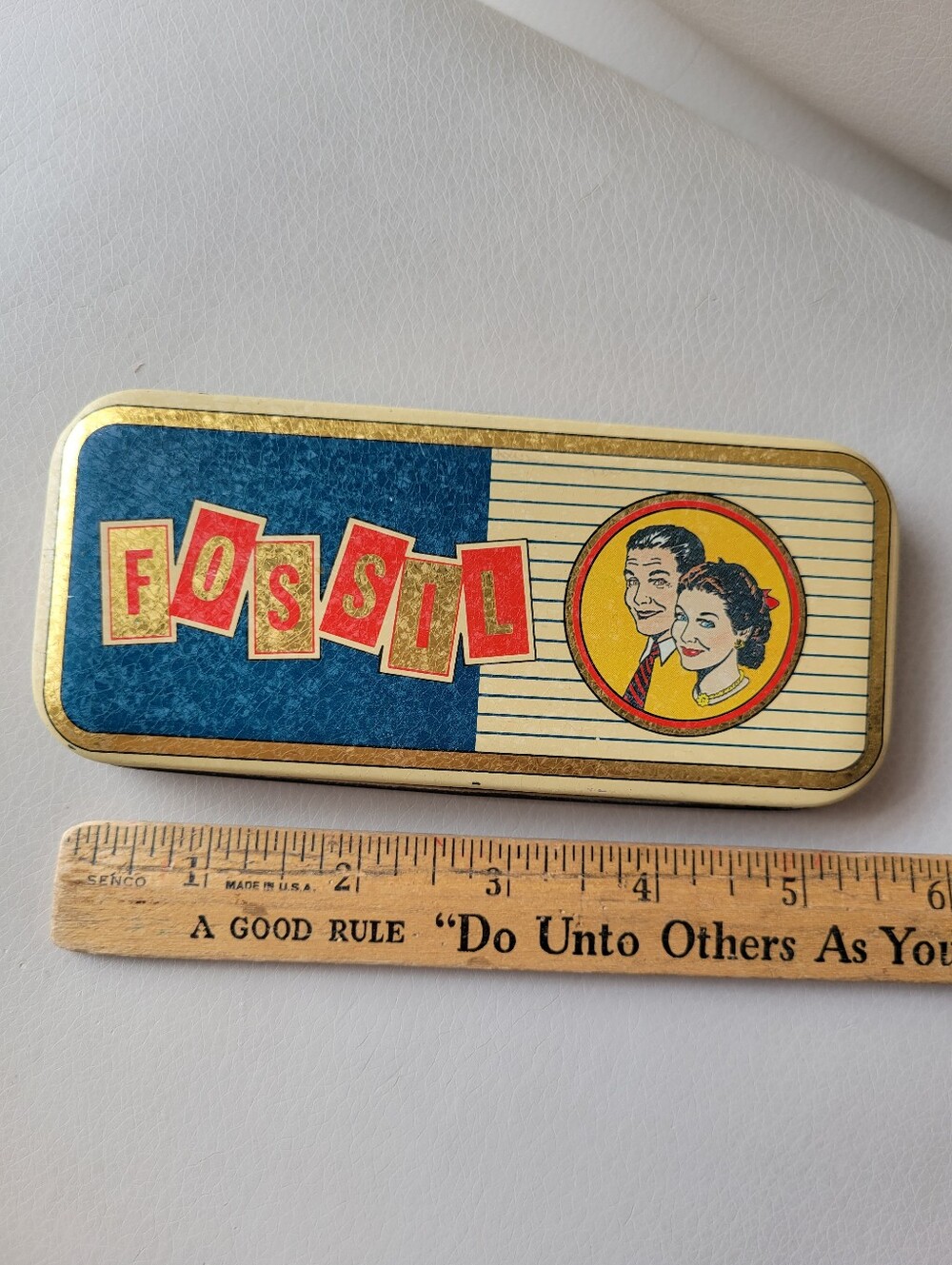 Fossil Tin ~ 1990 ~ Vintage Look ~ Collectible ~ Trinkets, Coins, Cash, Stash